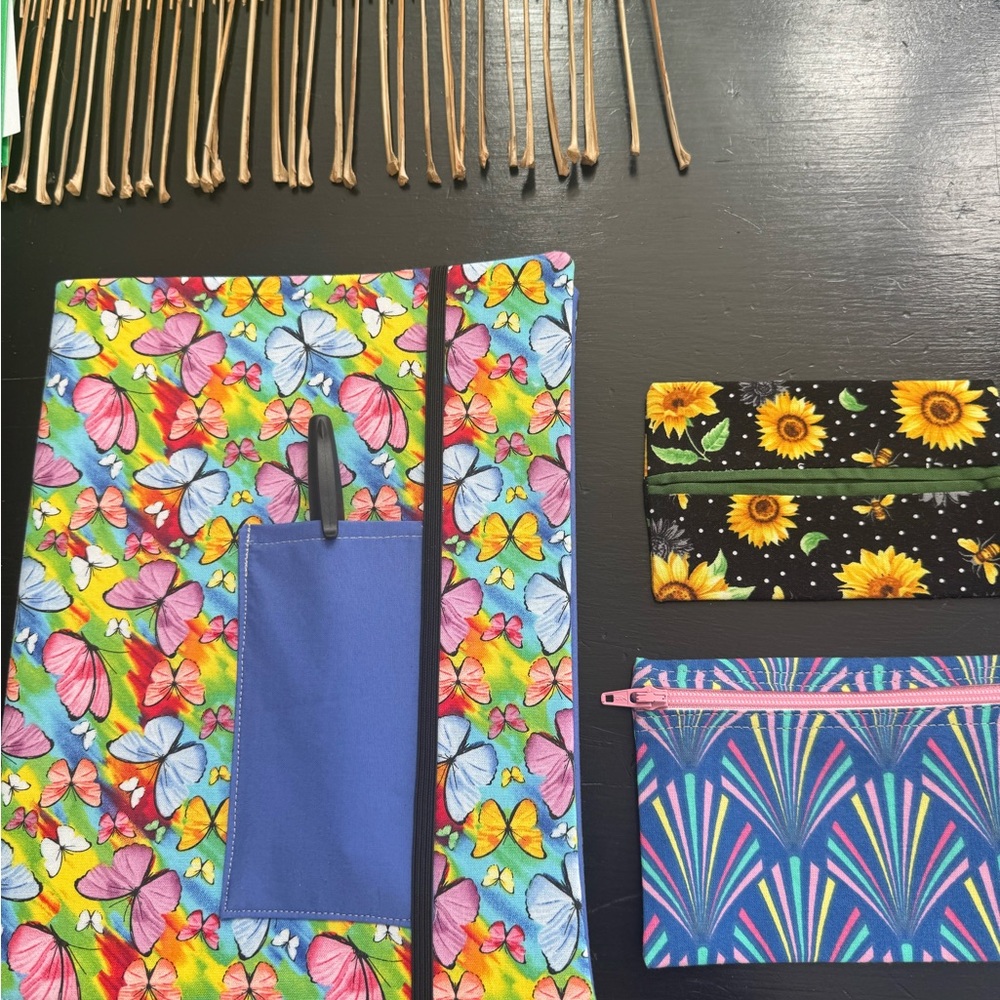 Colorful Butterfly and Floral Patterned Bags and notebook cover